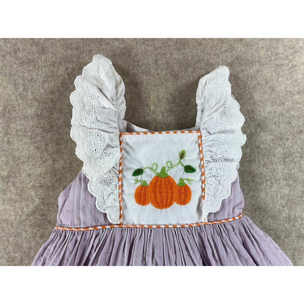 Smocked Sweets Lavender Pumpkin Patch Dress Size 3T - Picture 3 of 6